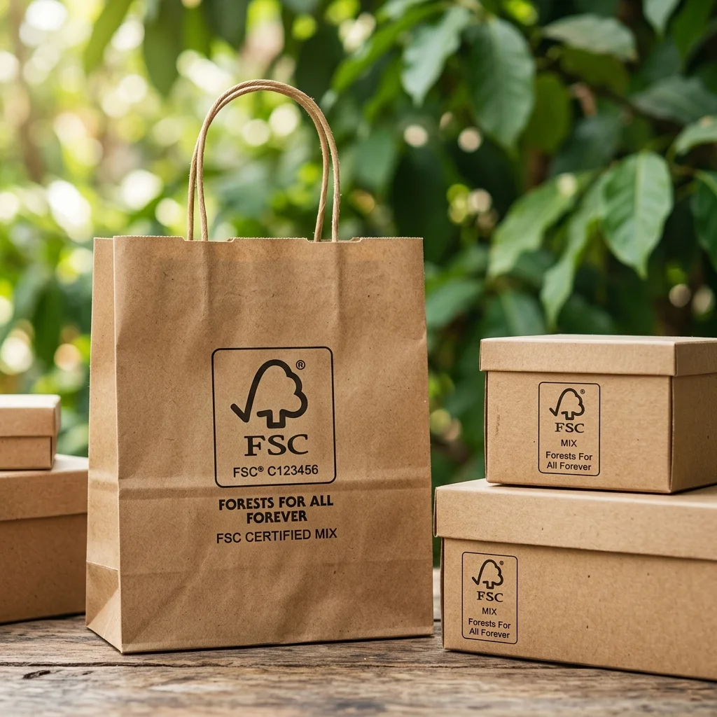 Hộp giấy kraft tái chế và túi giấy FSC thân thiện môi trường